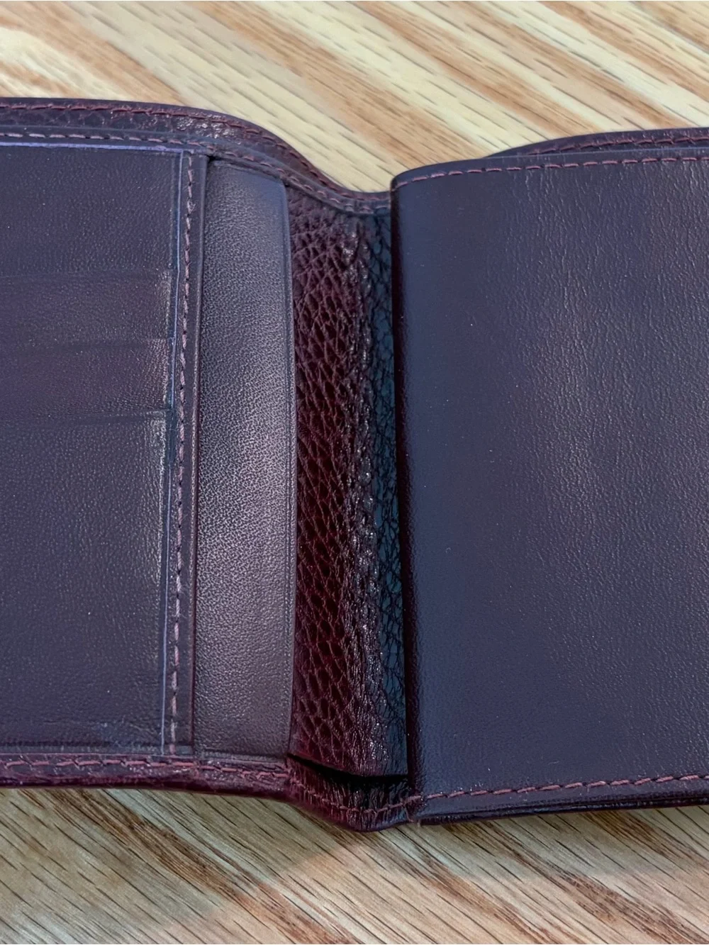 Cartier Deep Plum Leather Men's Wallet with Embossed Double C Logo